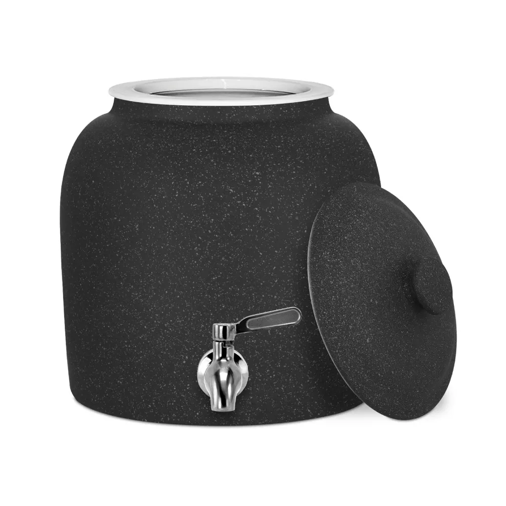 GEO Porcelain Ceramic Crock Water Dispenser - Nero notte Speckled