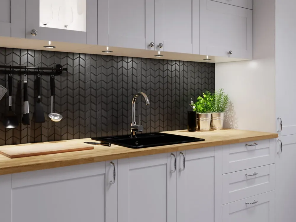 Glass mosaic on mesh bathroom or kitchen 26.5 cm x 30.5 cm - Nero puro panther 1