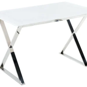 Glass Top Dining Table 120 x 70 cm White and Silver ATTICA