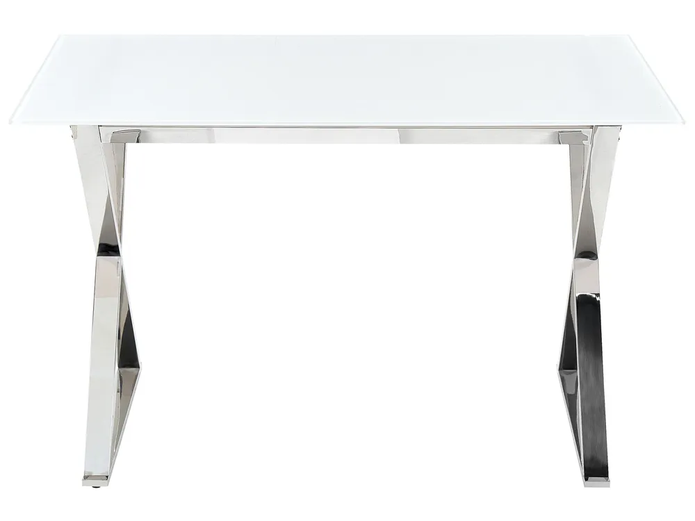 Glass Top Dining Table 120 x 70 cm White and Silver ATTICA