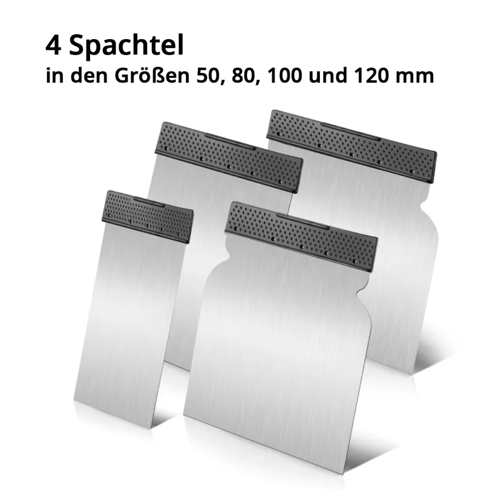 SPATOLE SPATLE SPATLE SET INGETTRI DI 4 PEZIE DELLA STRUZIONE DELLA SPATTURA DI 4, 80, 100, 120 MM, FILLER AREA UNIVERSALE...