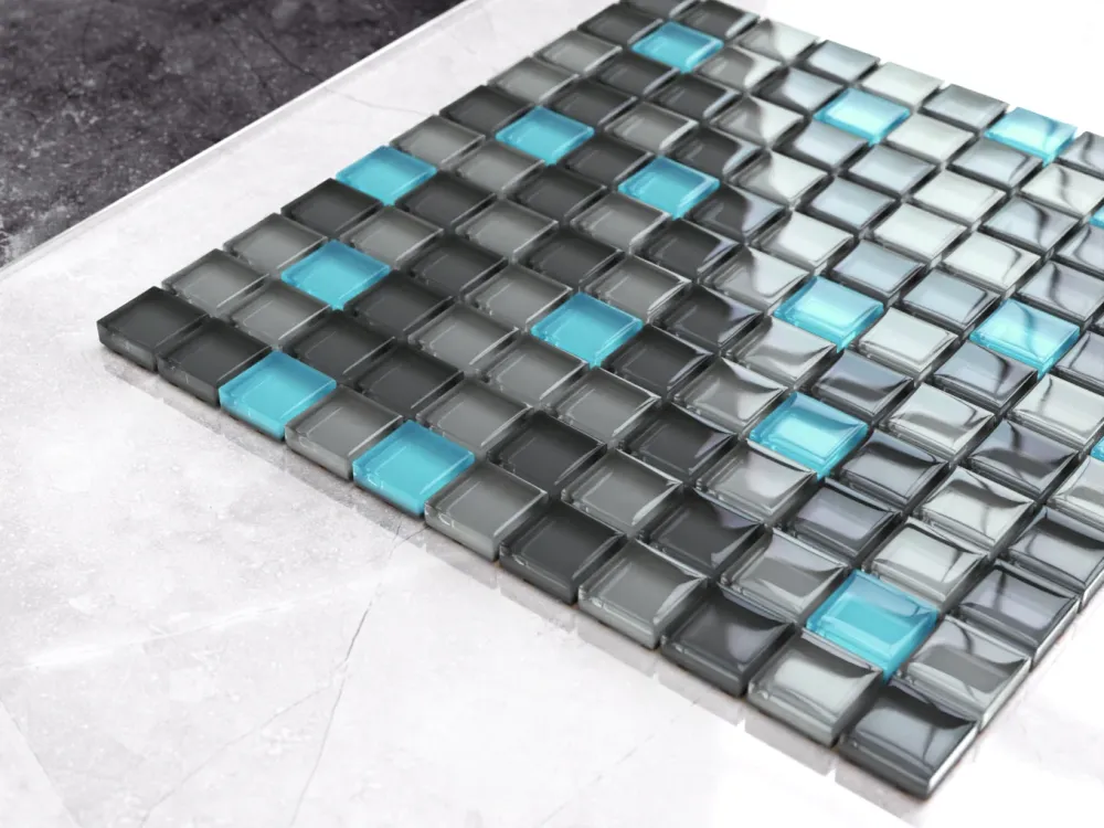 Vetro mosaic on mesh bathroom or kitchen 30 cm x 30 cm - Minecraft Diamond