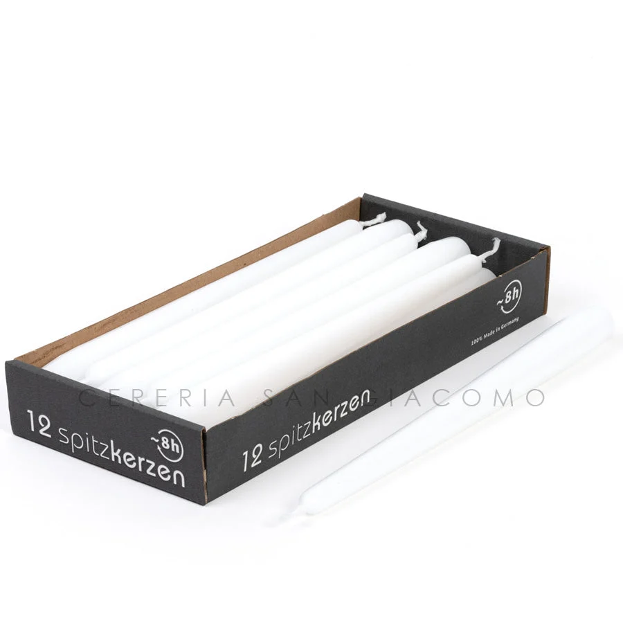Candele coniche Bianche Ø23 mm. h250 mm. confezione da 12 pezzi