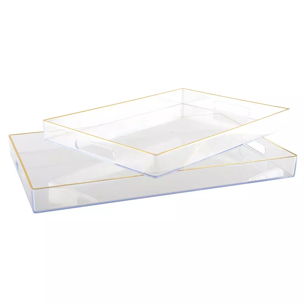 Vassoio plexi con bordo oro grande