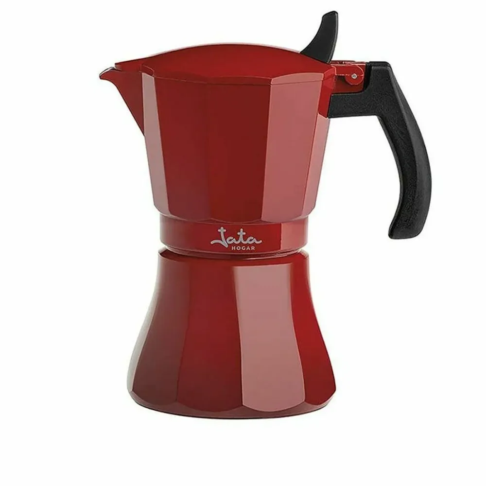Bollitore per Tè Caffettiera Italiana JATA Cafetera de inducción roja vulcano Rosso Alluminio 12 Tazze (1 Unità)