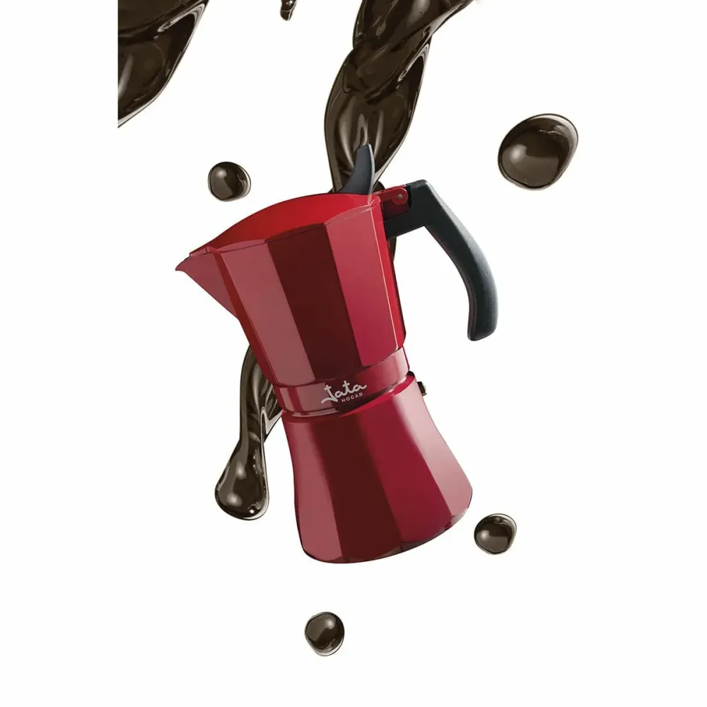 Bollitore per Tè Caffettiera Italiana JATA Cafetera de inducción roja vulcano Rosso Alluminio 12 Tazze (1 Unità)