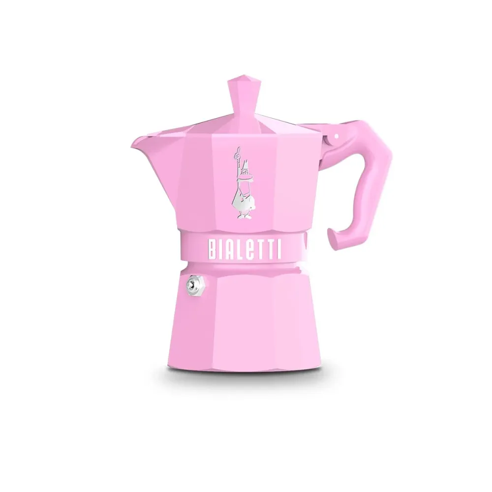 Caffè Grani Caffettiera Italiana Bialetti MOKA ESCLUSIVA 3T Rosa Alluminio Bachelite 3 Tazze