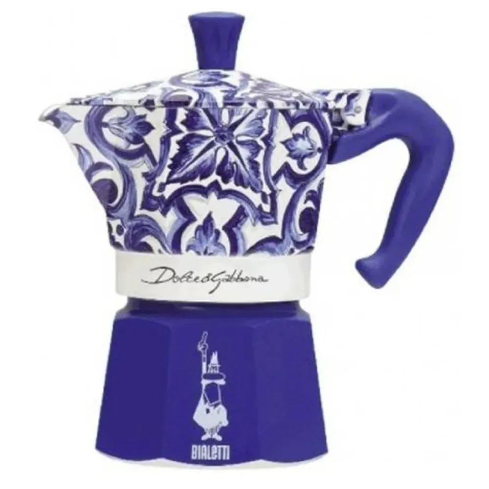 Macchina per Caffè Moka Caffettiera Italiana Bialetti MOKA D&G BLU MEDIT. 6T Azzurro Alluminio 6 Tazze