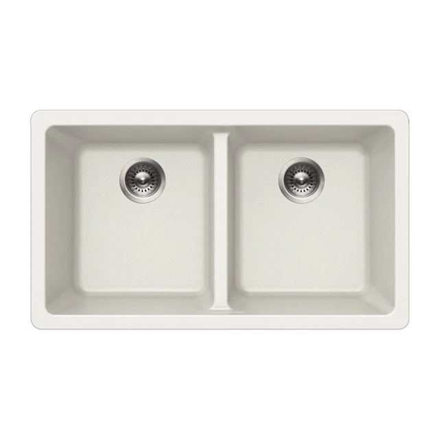 Houzer Quartztone Series 31" Granite Composite Undermount 50/50 Duplice Bowl Kitchen Sink, M-300U CLOUD