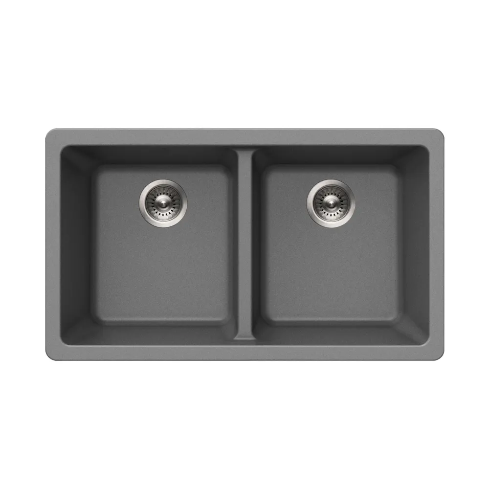 Houzer Quartztone Series 31" Granite Composite Undermount 50/50 Raddoppiato Bowl Kitchen Sink, M-300U SLATE