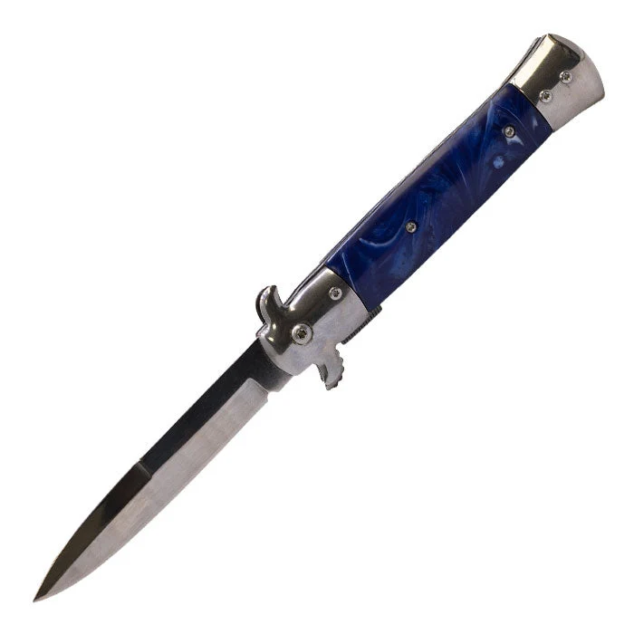 Perucci - 9" Blue Sapphire Marble Effect Smontabile Pocket Knife