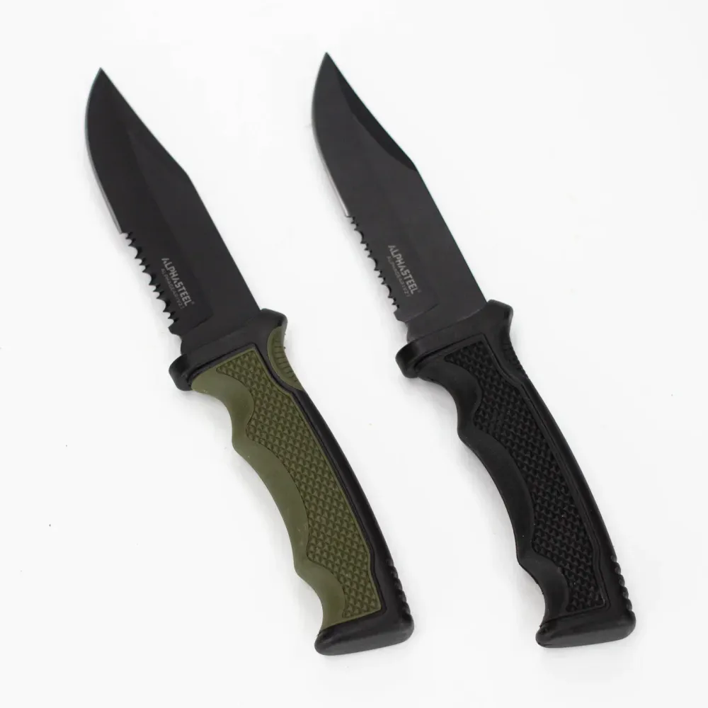 Tagliere Multiuso ALPHASTEEL - 9" Fixed Blade Serrated Knife w/ ABS Sheath