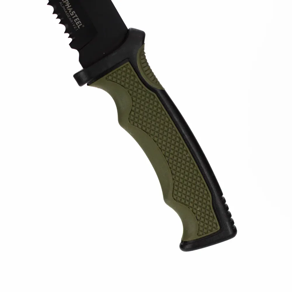 Tagliere Multiuso ALPHASTEEL - 9" Fixed Blade Serrated Knife w/ ABS Sheath