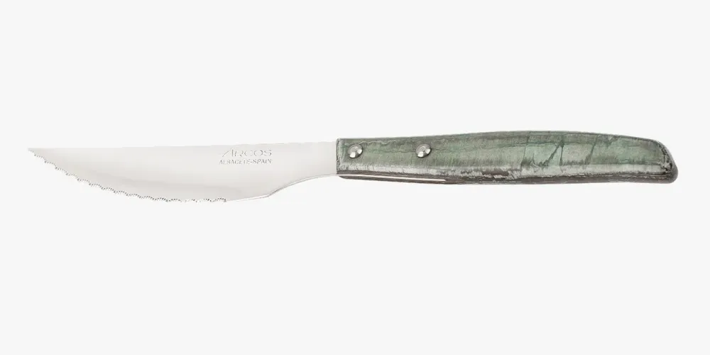 Coltello Bistecca Legno di Pioppo Compresso Tinta Blu 110 mm Acciaio Inossidabile