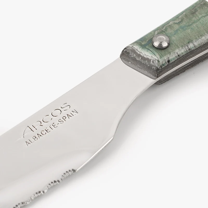 Coltello Bistecca Legno di Pioppo Compresso Tinta Blu 110 mm Acciaio Inossidabile