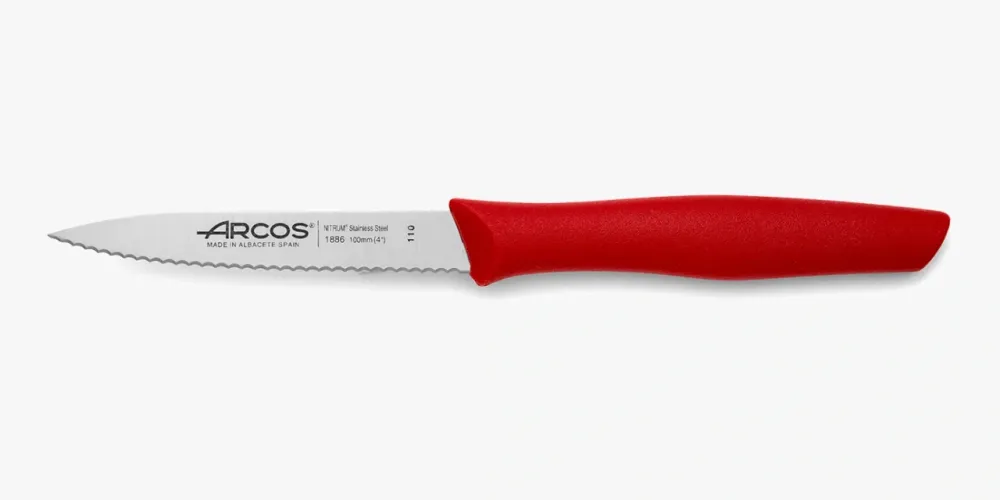 Posate da Dessert Coltello Spelucchino Colore Rosso Seghettato Serie Nova 100 mm
