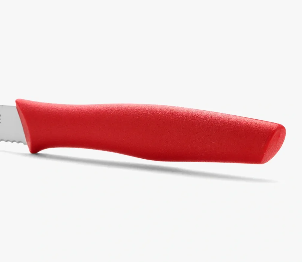 Posate da Dessert Coltello Spelucchino Colore Rosso Seghettato Serie Nova 100 mm