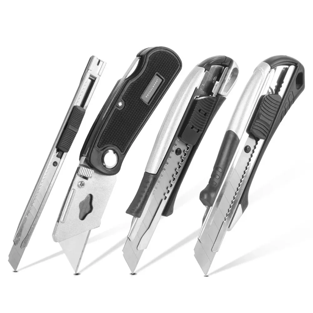 Coltello da cutter acciaio 4 -set con pale di ricambio Profite Cutter | Coltello da tappeto | Coltello di sicurezza | Colt...