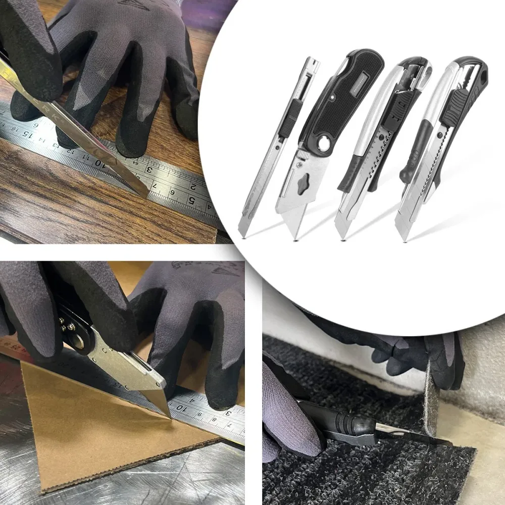 Coltello da cutter acciaio 4 -set con pale di ricambio Profite Cutter | Coltello da tappeto | Coltello di sicurezza | Colt...