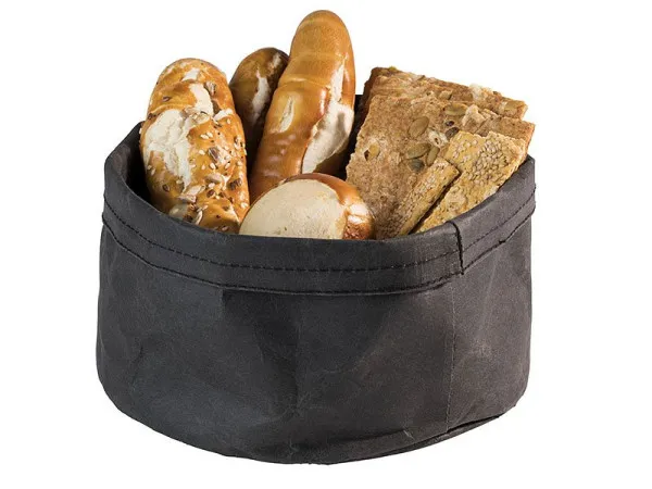 Sacchetto per il pane APS -PAPERBAG- Ø 20 cm altezza: 13 cm carta similpelle nero 30451 con Affilatore Integrato