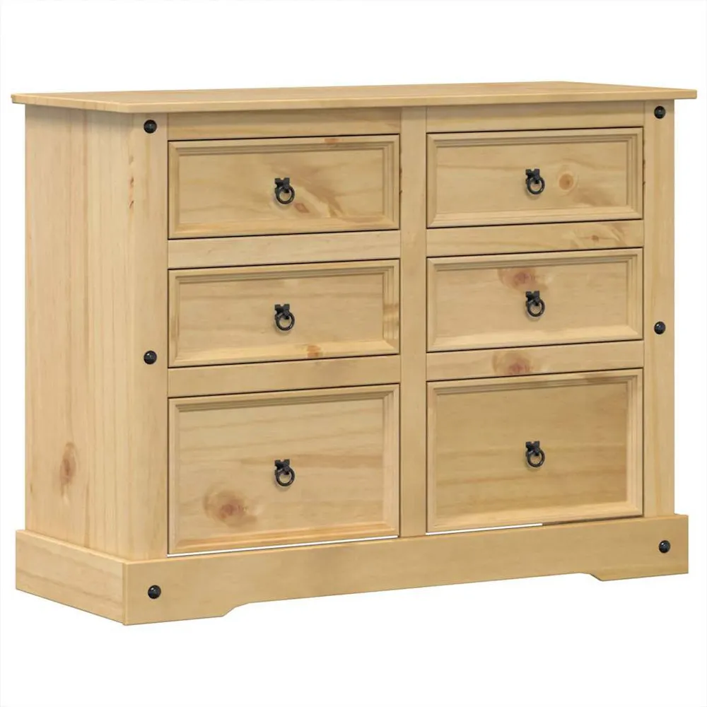 Cassettiera Corona 112x48x91 cm Legno Massello di Pino