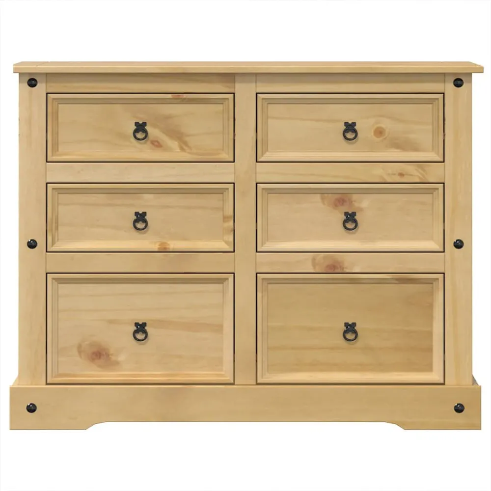Cassettiera Corona 112x48x91 cm Legno Massello di Pino