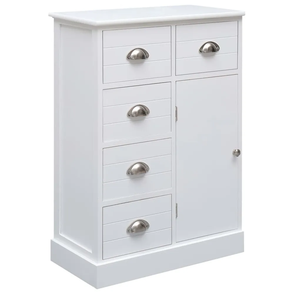 Credenza con 10 Cassetti Bianca 113x30x79 cm Legno