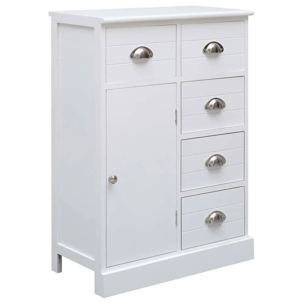 Credenza con 10 Cassetti Bianca 113x30x79 cm Legno