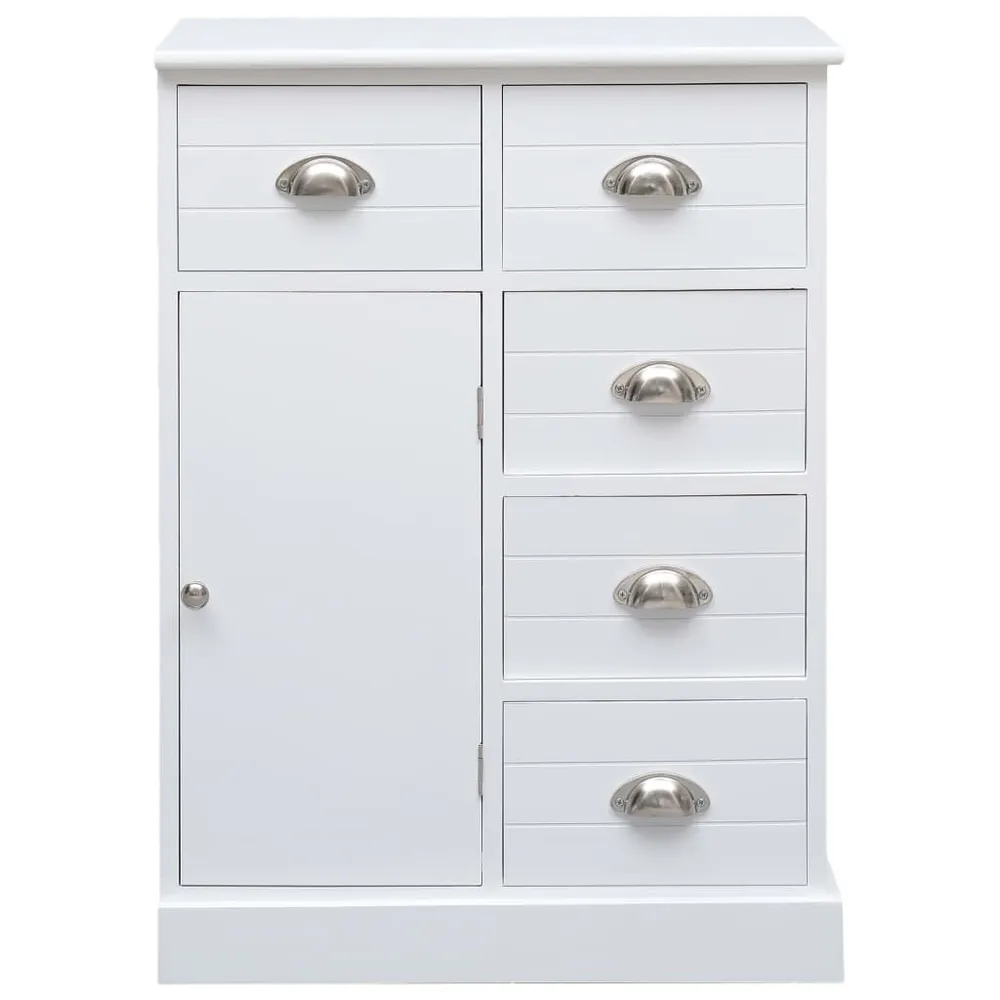 Credenza con 10 Cassetti Bianca 113x30x79 cm Legno