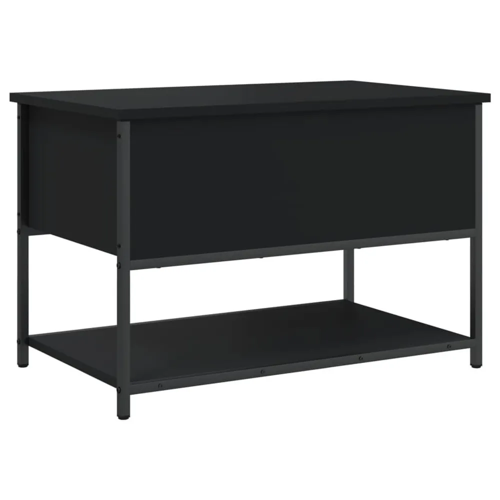 Panca Portaoggetti Nera 70x42,5x47 cm Legno Multistrato