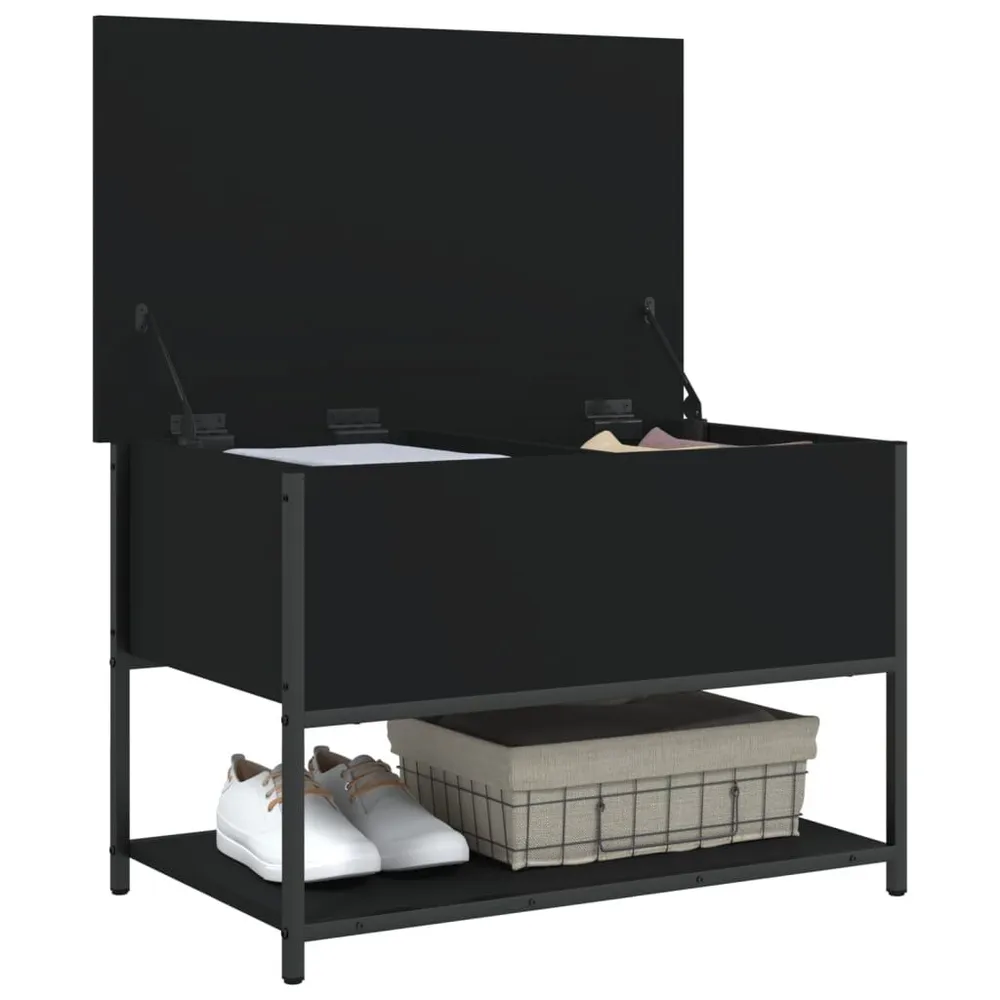 Panca Portaoggetti Nera 70x42,5x47 cm Legno Multistrato