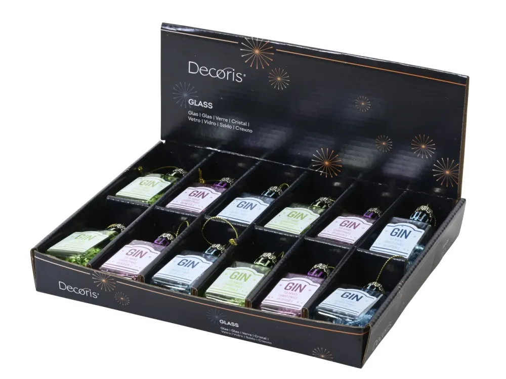 Appendino bottiglia gin vetro 8,5cm colori assortiti