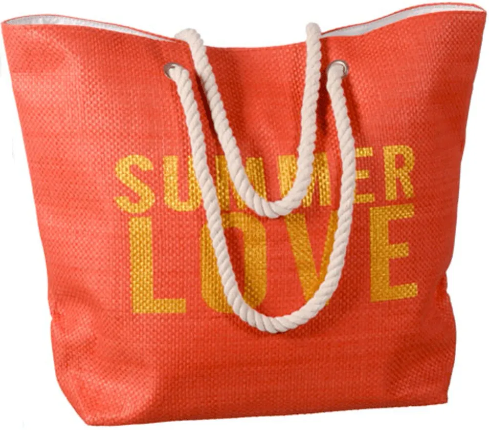 Borsa Mare Spiaggia Con Manici Corda Summer Love 50 X 38 X 17 Cm Rossa