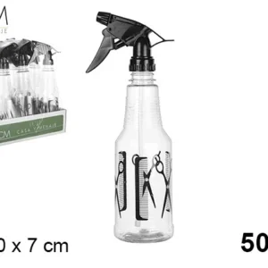 BOTTIGLIA PLASTICA CON SPRUZZATORE NERO PARRUCCHIERE 500