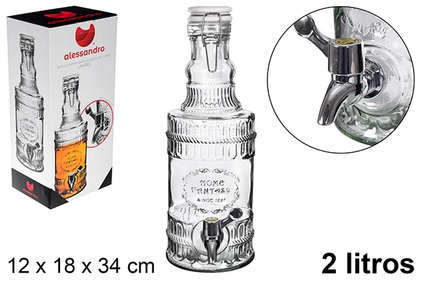 Bottiglia vetro con tappo ermetico e rubinetto Laurel 2 l.