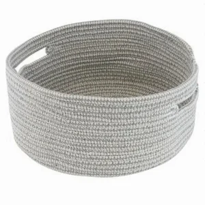 Cestino Portaoggetti Cesto Con Manici Tessuto Intrecciato Tondo 29x13cm 10639