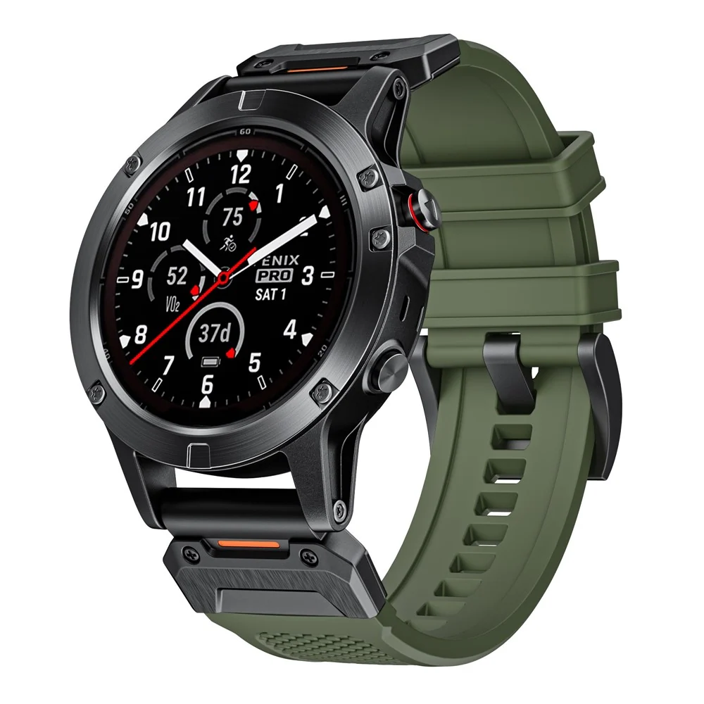 Cinturino da polso da 26 mm Garmin Fenix 8 51 mm / Enduro 3 / Enduro 2 Cinturino universale silicone per orologi - Verde M...