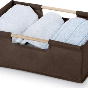 DOMOPAK - CESTO PPOLIPROPILENE CON MANICI LEGNO MARRONE 34x24x13 cm