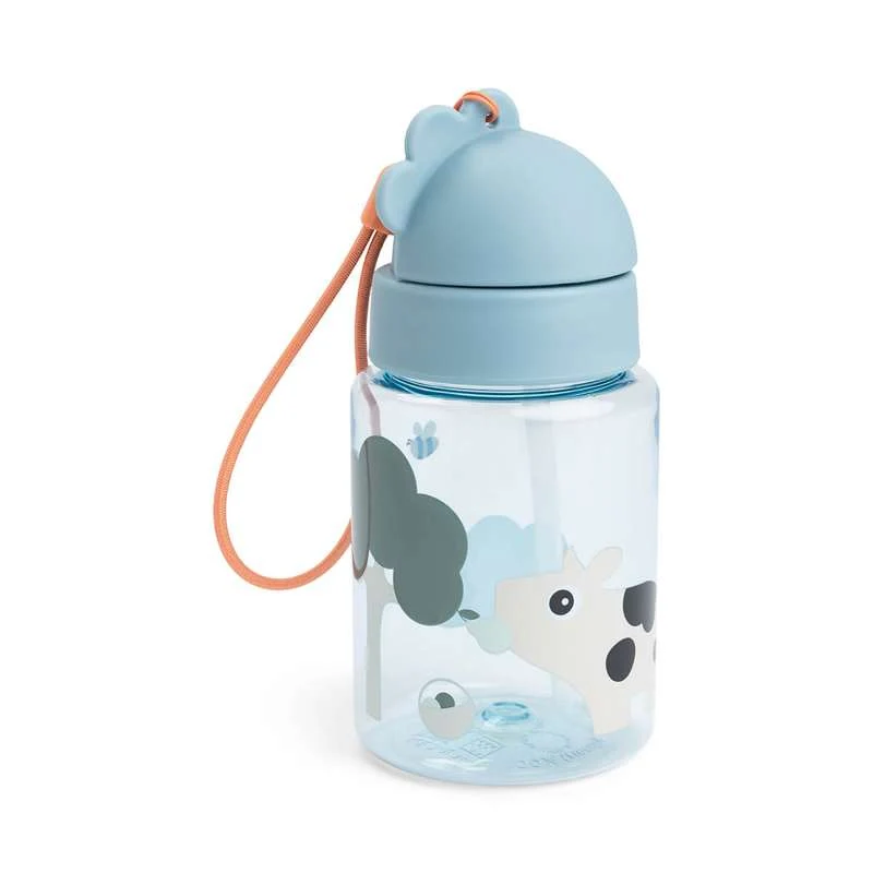 Done Deer Bottiglia d'acqua con cannuccia - Tiny Farm - Blu