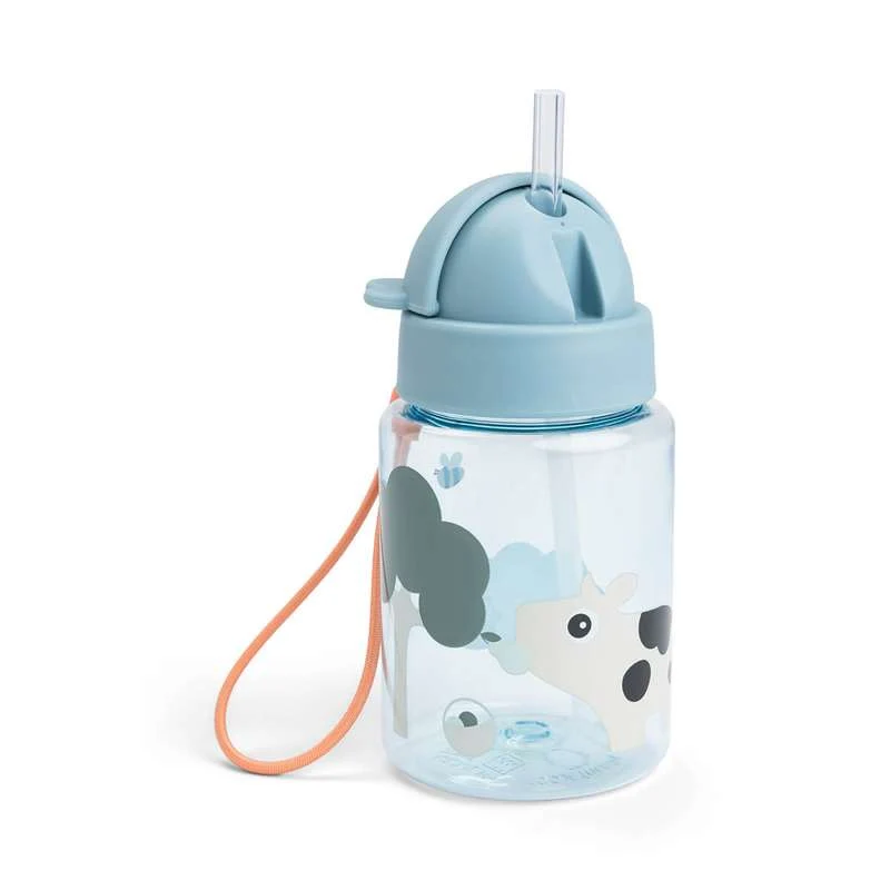 Done Deer Bottiglia d'acqua con cannuccia - Tiny Farm - Blu