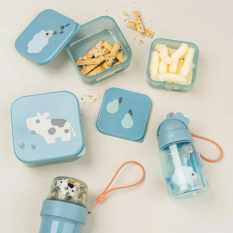 Done Deer Bottiglia d'acqua con cannuccia - Tiny Farm - Blu