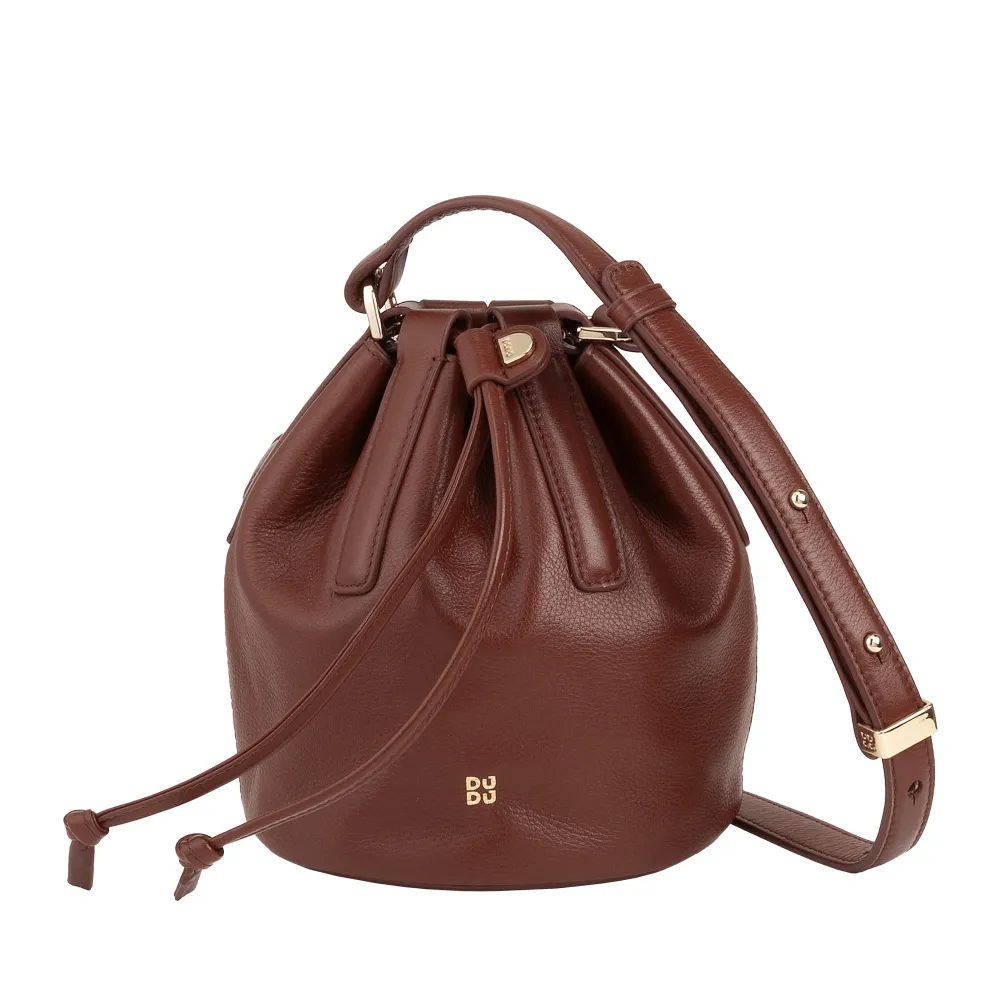 DUDU Piccola Borsa Secchiello da Donna Vera Pelle con Tracolla Regolabile e Chiusura Coulisse – Borsa Tracolla Elegante e...