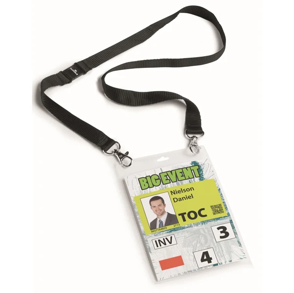 DURABLE - 8525-01 - Portanome A6 per eventi - cordoncino nero - Durable - conf. 10 pezzi - 74513 - Conf. da 1 Pz.