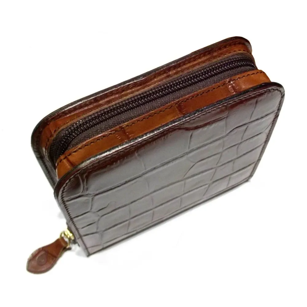 Officina Italia scatola cofanetto porta 4 orologi pelle stampa coccodrillo marrone 0FF.07