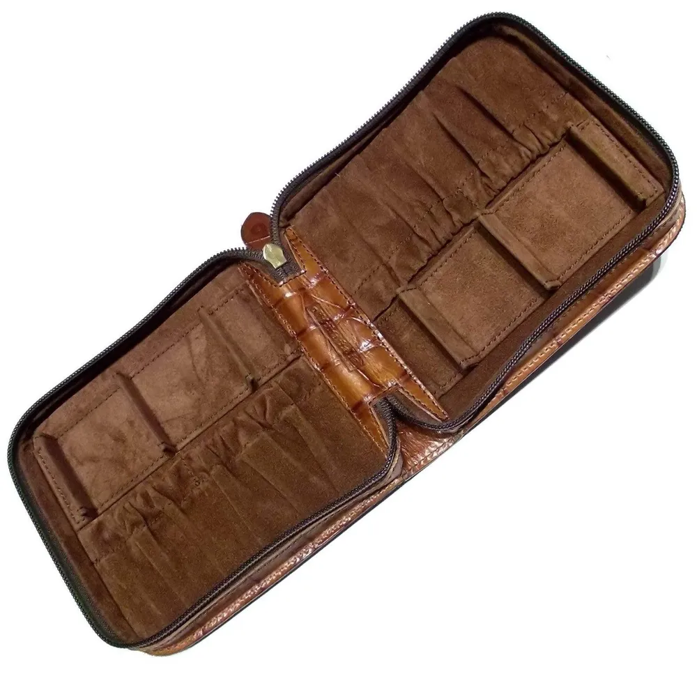 Officina Italia scatola cofanetto porta 4 orologi pelle stampa coccodrillo marrone 0FF.07