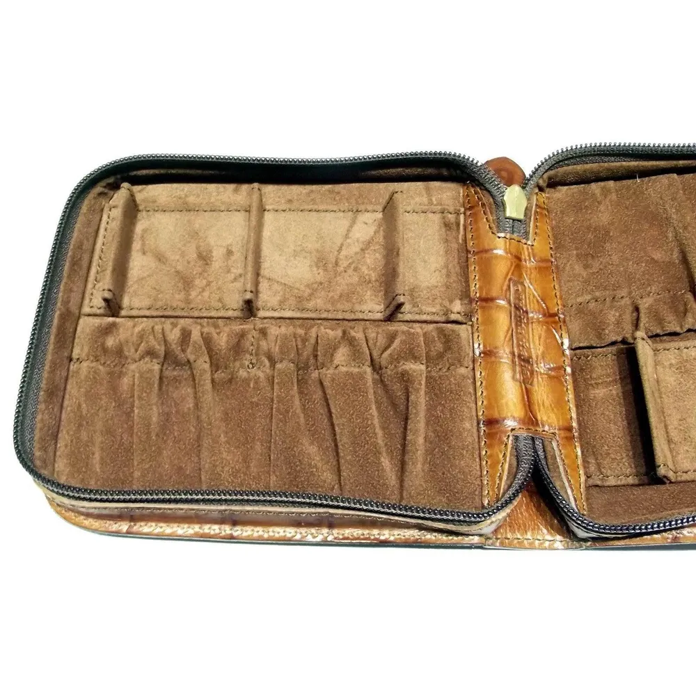 Officina Italia scatola cofanetto porta 4 orologi pelle stampa coccodrillo marrone 0FF.07