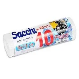1 Rotolo da 10 Sacchi per Rifiuti 70x110cm Trasparenti