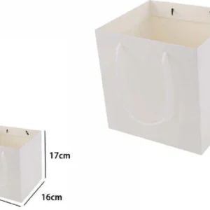 Set 3 Pezzi Buste Busta Borsa Da Regalo Bianca 16x16x17 Cm Manici Corda 69245