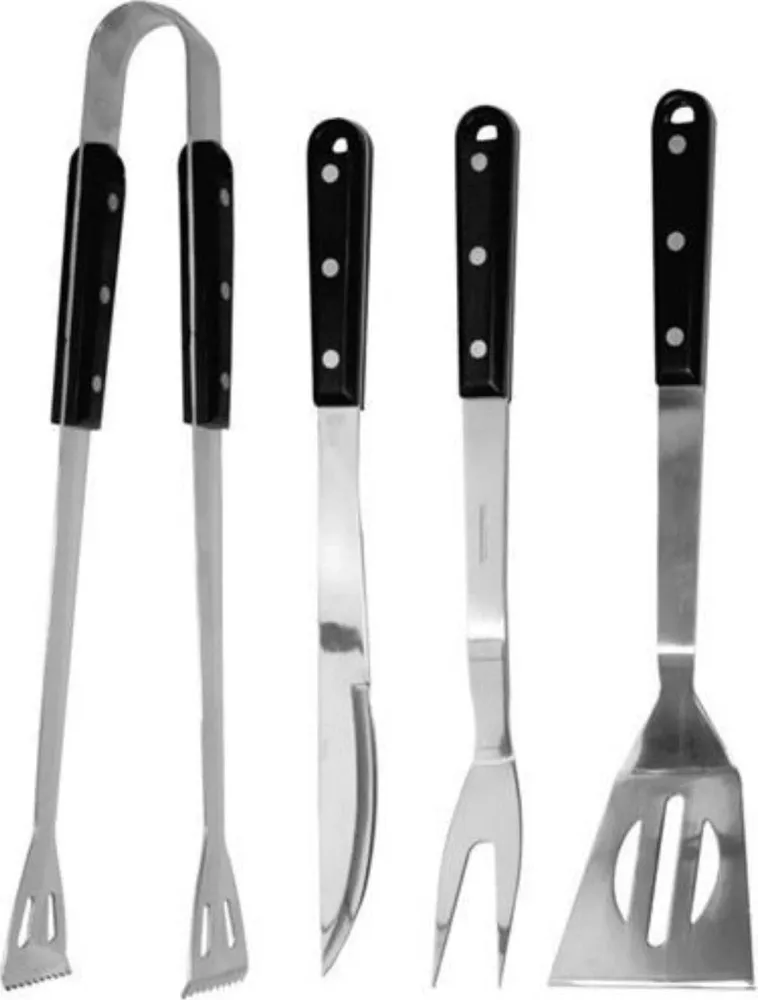 Set professionale 4 accessori barbecue acciaio Inox con manici isolanti