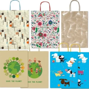 Shoppers - con manici - 26x34 5 cm - fantasie assortite - Rex Sadoch [multipack] 25 pezzi